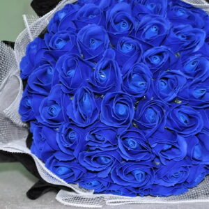 Hoa hồng sáp thơm 50 bông màu xanh