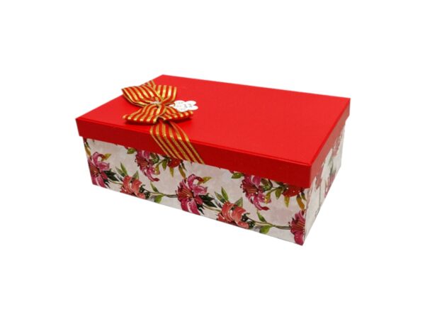 Hộp quà chữ nhật màu đỏ hoa - 30x20x10cm - Hình ảnh 2