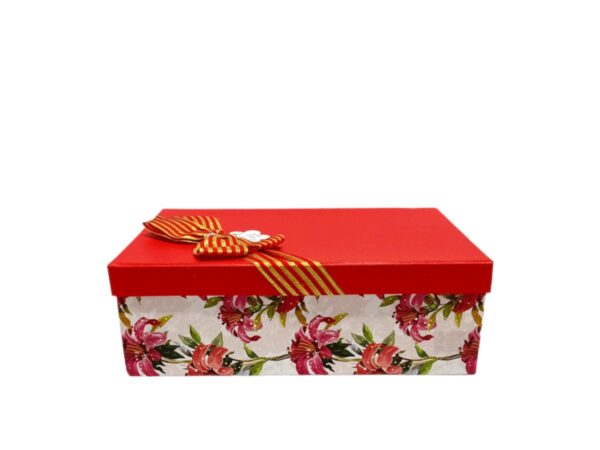 Hộp quà chữ nhật màu đỏ hoa - 30x20x10cm