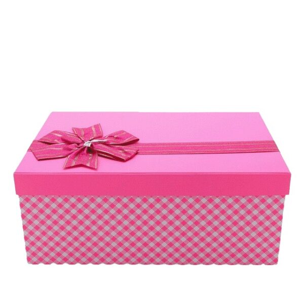 Hộp quà chữ nhật hồng - caro - 25X35X15CM