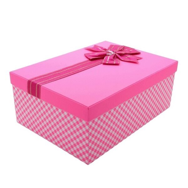 Hộp quà chữ nhật hồng - caro - 25X35X15CM - Hình ảnh 2