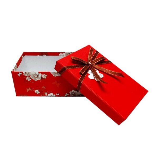 Hộp quà chữ nhật đỏ hoa ngọc trai - 19x12x7.5cm - Hình ảnh 2