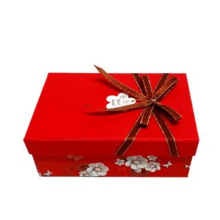 Hộp quà chữ nhật đỏ hoa ngọc trai - 19x12x7.5cm