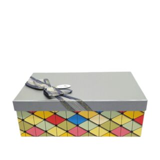 Hộp quà chữ nhật màu xám sọc - 30x20x10cm