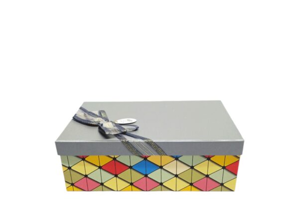 Hộp quà chữ nhật màu xám sọc - 30x20x10cm