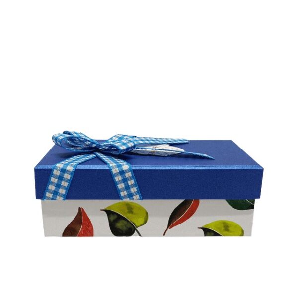 Hộp quà chữ nhật màu lam thân lá 14x8x5cm