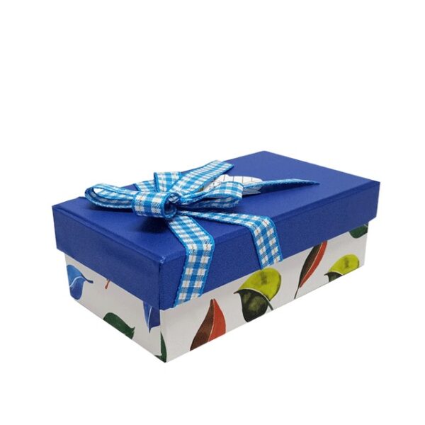 Hộp quà chữ nhật màu lam thân lá 14x8x5cm - Hình ảnh 2