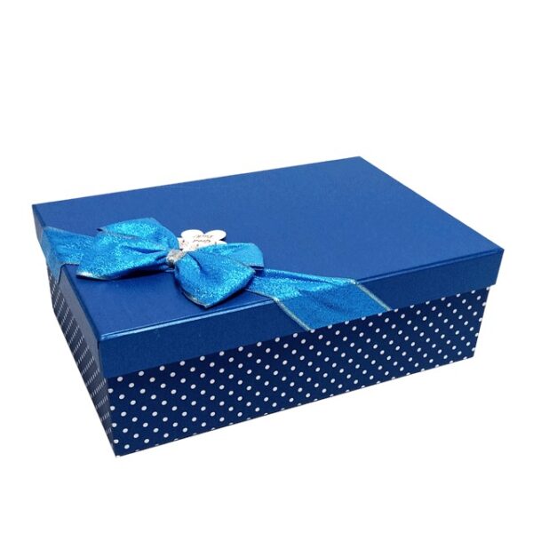 Hộp quà chữ nhật xanh chấm bi - 26x18x9cm - Hình ảnh 2