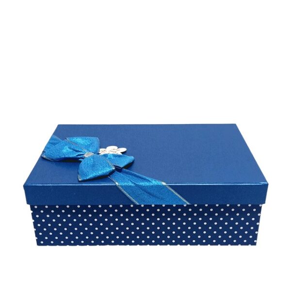 Hộp quà chữ nhật xanh chấm bi - 26x18x9cm