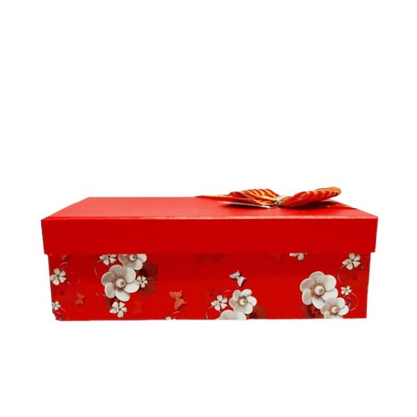 Hộp quà chữ nhật đỏ hoa ngọc trai - 23x14x8cm