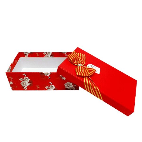 Hộp quà chữ nhật đỏ hoa ngọc trai - 23x14x8cm - Hình ảnh 3