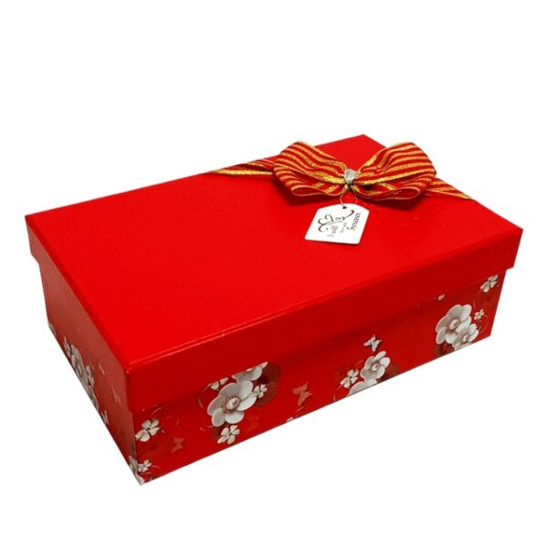 Hộp quà chữ nhật đỏ hoa ngọc trai - 23x14x8cm - Hình ảnh 2