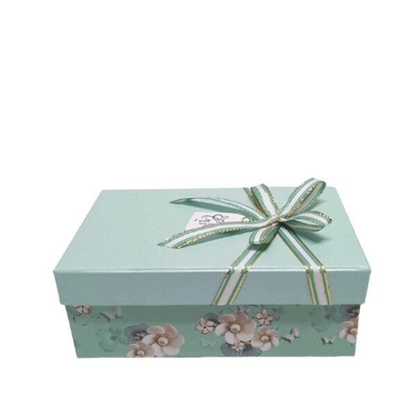 Hộp quà chữ nhật xanh hoa ngọc trai - 19x12x8cm