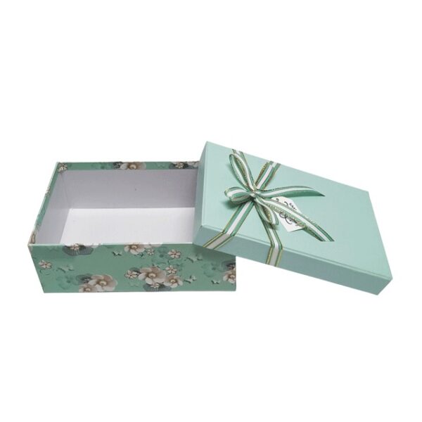 Hộp quà chữ nhật xanh hoa ngọc trai - 19x12x8cm - Hình ảnh 3