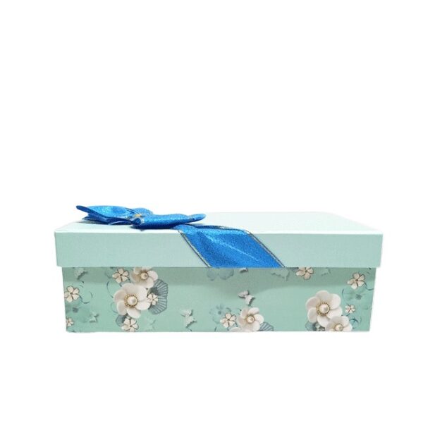 Hộp quà hình chữ nhật xanh hoa ngọc trai - 30X20X10CM