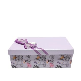 Hộp quà chữ nhật tím hoạ tiết - 30X20X10CM