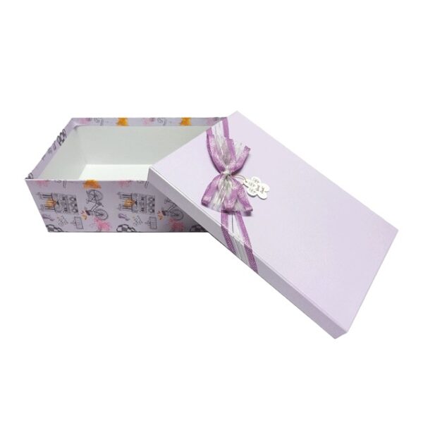 Hộp quà chữ nhật tím hoạ tiết - 30X20X10CM - Hình ảnh 4