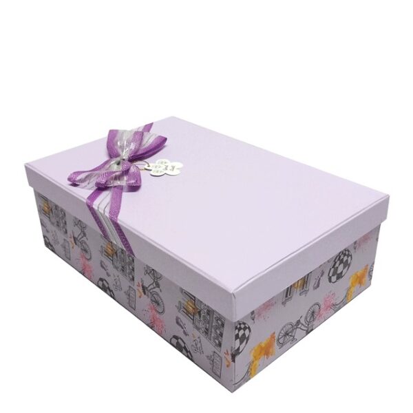 Hộp quà chữ nhật tím hoạ tiết - 30X20X10CM - Hình ảnh 3