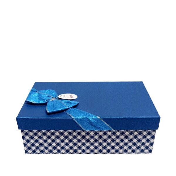 Hộp quà chữ nhật lam caro - 30X20X10CM