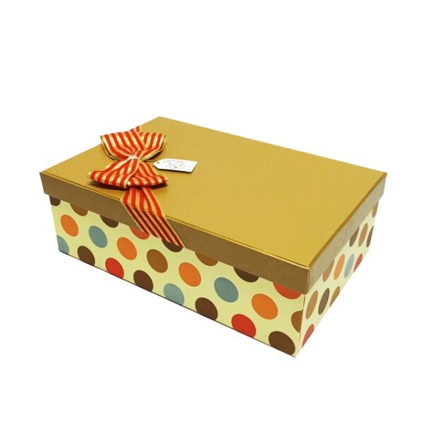 Hộp quà hình chữ nhật màu nâu chấm bi - 26X17X9CM - Hình ảnh 4
