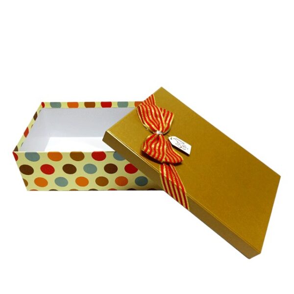 Hộp quà hình chữ nhật màu nâu chấm bi - 26X17X9CM