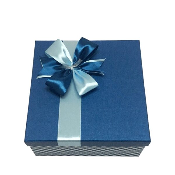 Hộp quà vuông màu lam caro - 22X22X11CM - Hình ảnh 2
