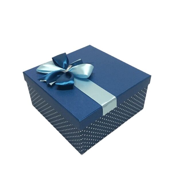 Hộp quà chữ nhật màu xanh lam chấm bi - 22x22x11cm - Ảnh 3