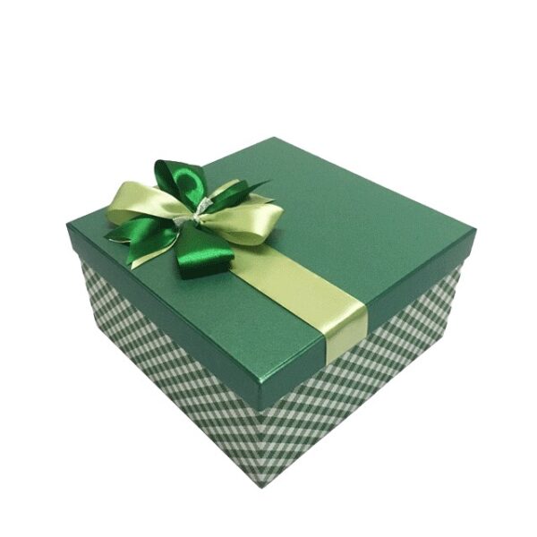 Hộp quà vuông xanh lá caro - 22x22x11cm - Hình ảnh 3