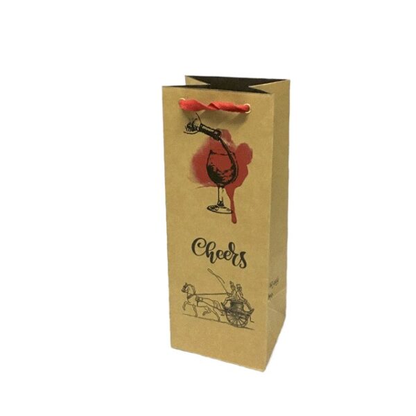 Túi giấy Kraft_Túi Rượu 1 chai 36,5x14x12cm