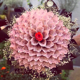 Bó Hoa tiền 50k - Style hồng phấn