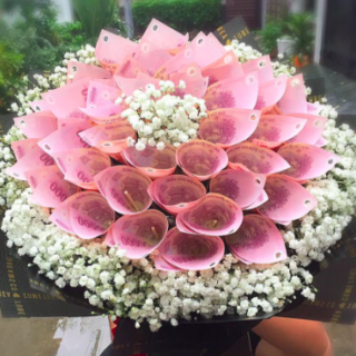 Bó hoa tiền 50k - Style xanh đen