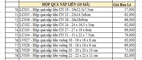 bang gia hop qua nap lien